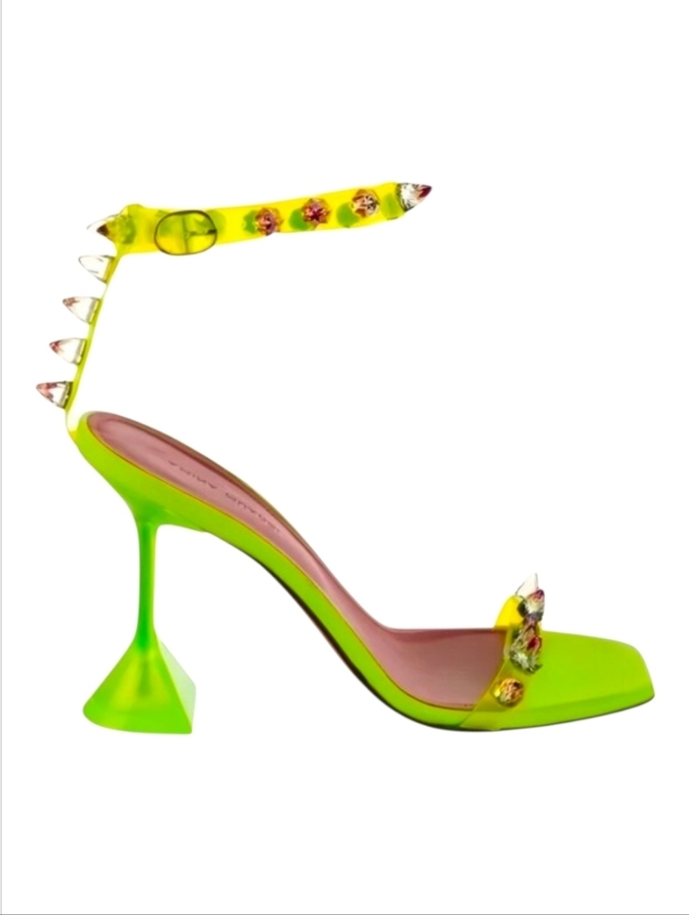 AMINA MUADDI | ​Martini Neon Yellow Crystal PVC Heels EU 36.5 / US 6.5